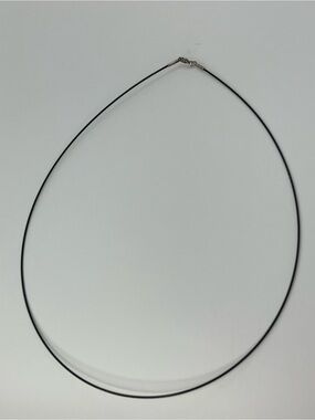925 Sterling Silver Clasp Minimalist Black Coated Wire Metal Cord Necklace 19”